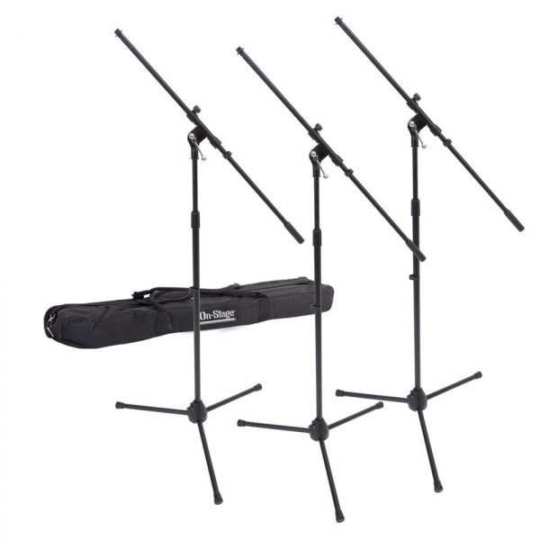 Three Euro Boom Mic Stands with Bag