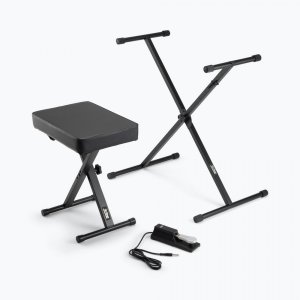 Keyboard Stand and Bench Pack with Keyboard Sustain Pedal