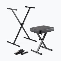 Keyboard Stand and Bench Pack with Keyboard Sustain Pedal