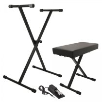 Keyboard Stand and Bench Pack with Keyboard Sustain Pedal