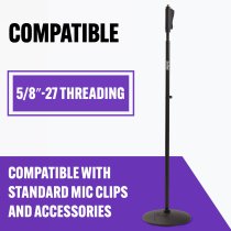 Production-Grade One-Handed Mic Stand with Round Base